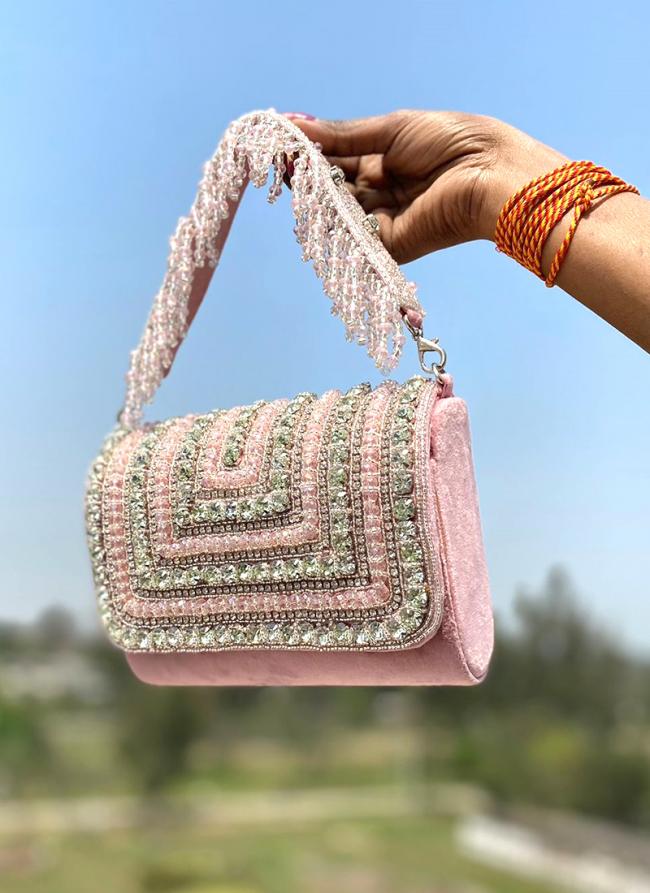 Sugar Crush Pink Party Wear Hand Work Handbag